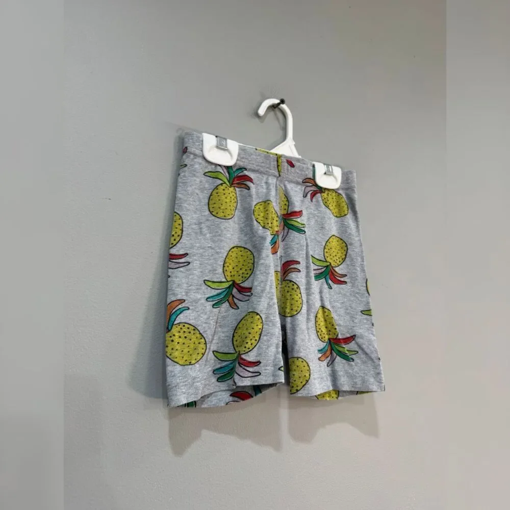 Kids Gray Hanna Andersson Pineapple Print S/S Pajama Set Size 6-7 EUC